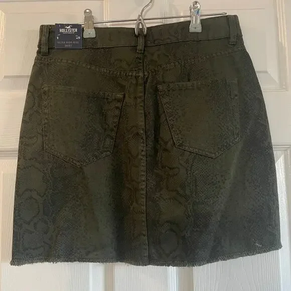 NWT Hollister Mini Skirt Size 9 29 Denim Cut Off Jean Snake Ultra High Rise - Picture 9 of 14